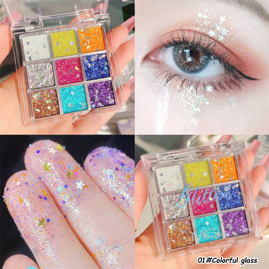 COD!!! Eyeshadow Palette Glitter Make up Shimmer 9 Warna Glamour