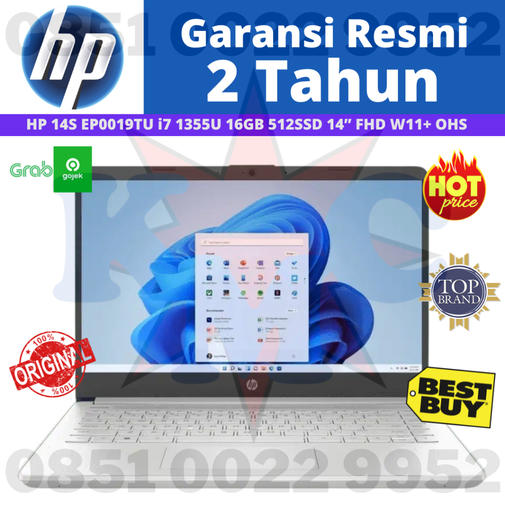 Notebook Hp 14S EP0019TU i7-1355U 16G 512G 14&quot;FHD IrisXE W11 OHS