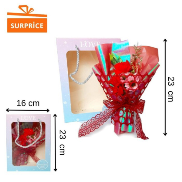 Unik Set Bunga Hias Galaxy / Buket Bunga Palsu / Bucket Gift Bunga Palsu - Merah Dengan Bubble Limit