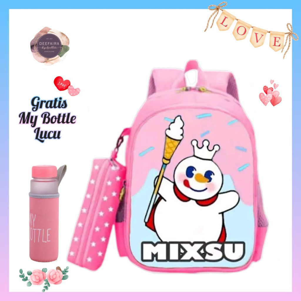 Tas Ransel Anak Perempuan Terlaris Model Sue mixx Gratis Botol Minum Untuk Tk Dan Sd