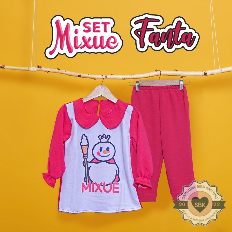 MIXUE VIRAL Baju Setelan Anak Perempuan Bahan Crinkle Airflow Premium Usia 1-10 Tahun Lucu