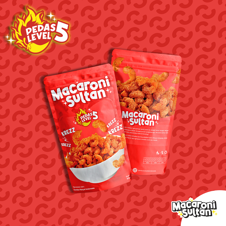 

Macaroni Sultan | Rasa Pedas level 5 | Cemilan | Macaroni | Kerupuk | Makanan Ringan