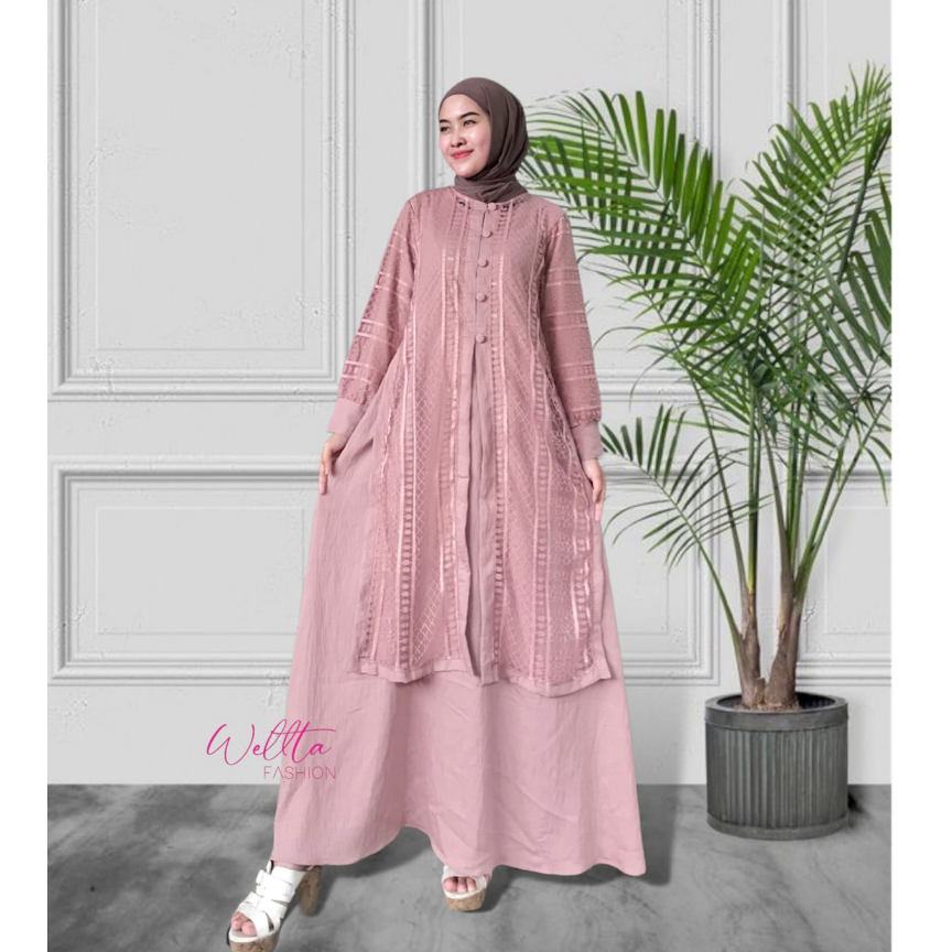 DRESS BROKAT BRUKAT AURORA &amp; ANGGUN by WELTA GAMIS KEKINIAN Waffa dress  cringkle mix armany silk gamis mewah OOTD lebaran model terbaru premium looks