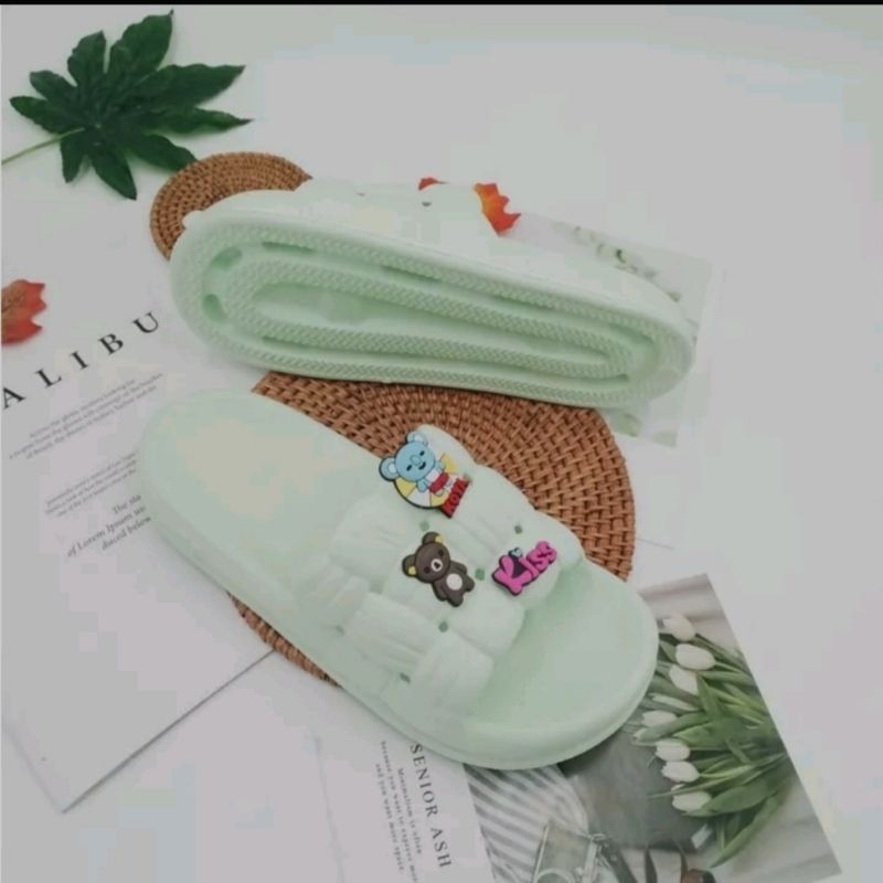 sandal slop wanita vanchnee karet senyawa model koya kiss