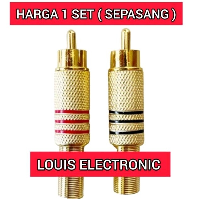 Jack RCA Gold Jack Jeck RCA Male Gold ( Harga 1set / 2 Pcs )