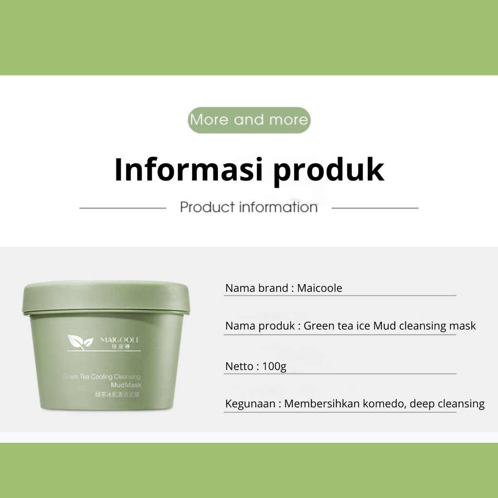 READY BPOM】FEALI Green Tea Clay Mask Masker Wajah Green Tea Pore Clean Clay Mask - 100gr