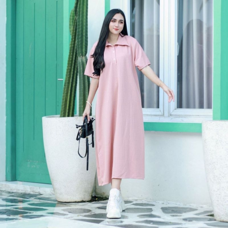 Baju Dress Fashion Kekinian Jenny Dress / Dress Bahan Knit Premium Size Jumbo