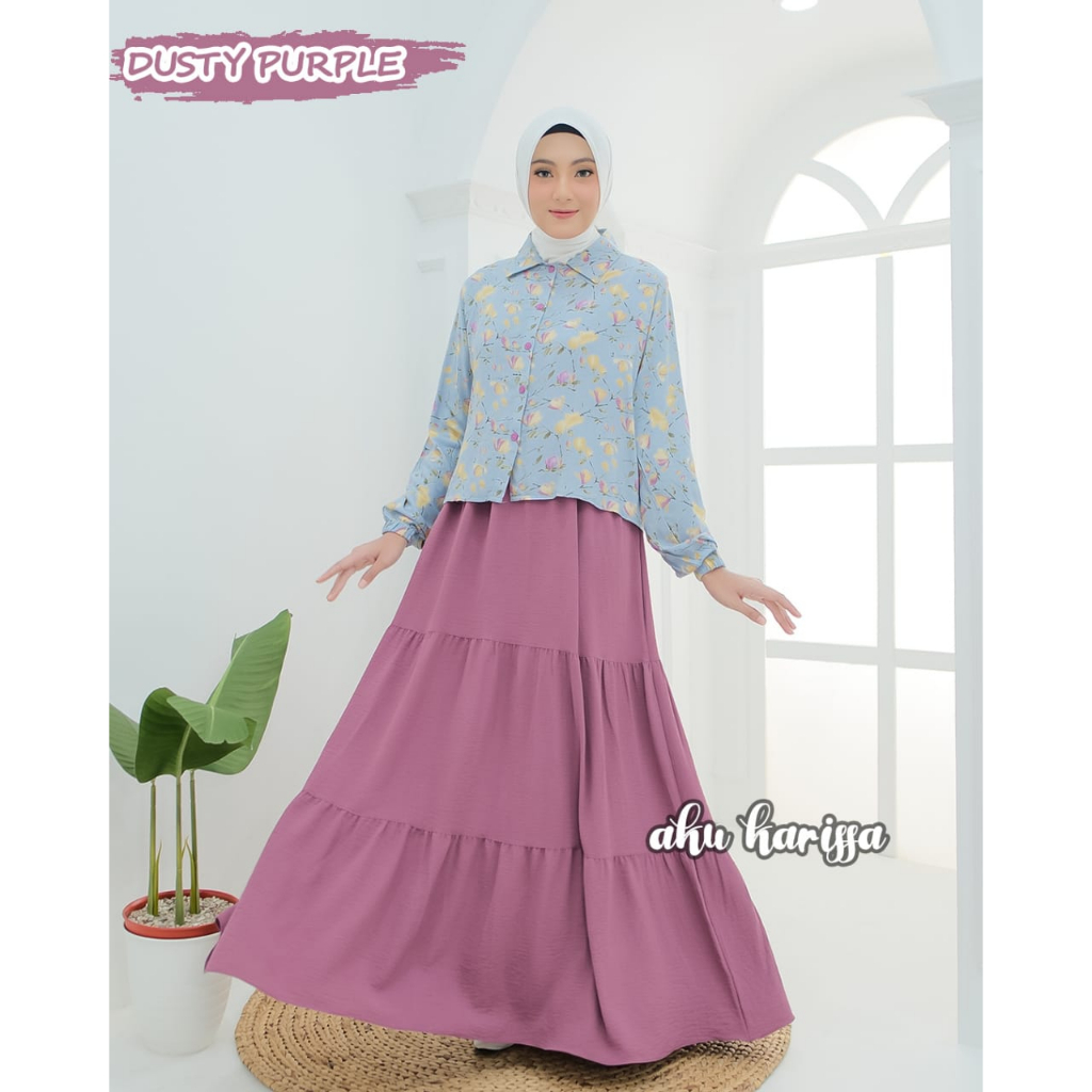 KANIFA AKU KARISSA DRESS MIX OUTER CROP TOP POLOS DAN MOTIF KEKINIAN GAMIS KASUAL REMAJA WANITA IBU IBU UPDATE MASA KINI