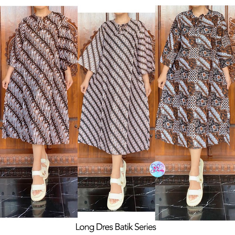LONGDRESS BATIK SERIES MIDI DRESS BATIK DRESS BATIK KEKINIAN CANTIK