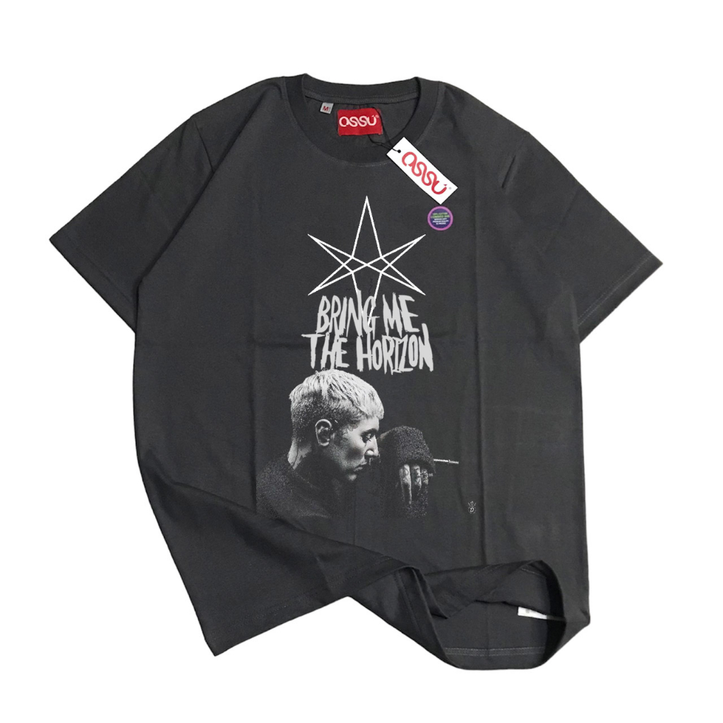 OSSU TSHIRT BAND BRING ME THE HORIZON OLIVER SYKES | KAOS BAND BMTH BLACK WASHED GREY TEE