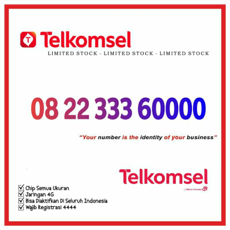 nomor cantik telkomsel simpati minimalis anga 22 333 6 0000