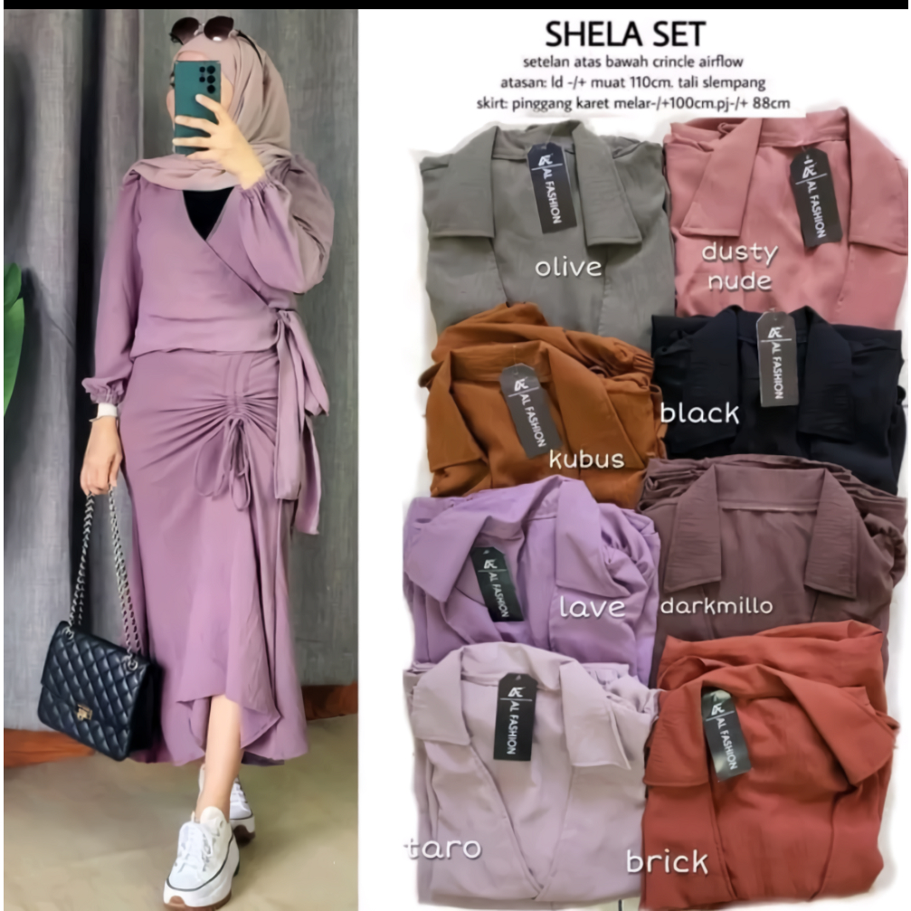 SETELAN SHELA BAHAN CRINCLE AIRFLOW PREMIUM / FASHION WANITA MURAH TERBARU