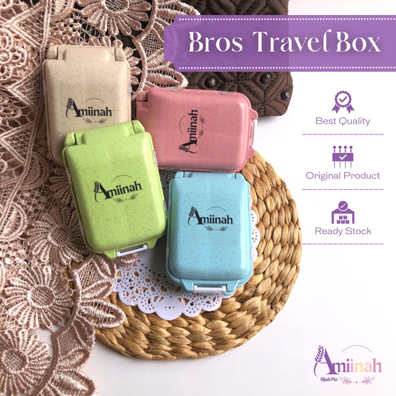 Amiinahhijabpin - Bros Travel Box Compact Hijab Kit Tempat Jarum Pentul Paket Kotak Peniti Lengkap