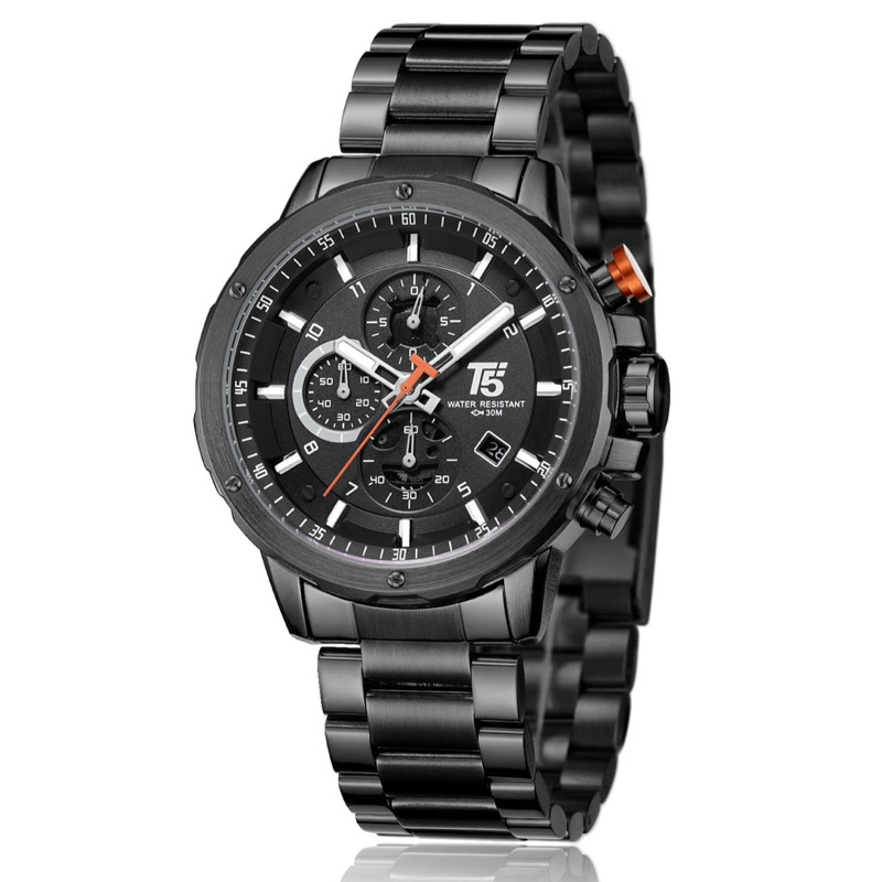 NEW Jam Tangan Pria T5 H 3588G Original Chronograph Full Stainless Steel Include Box T5 Manual Book 