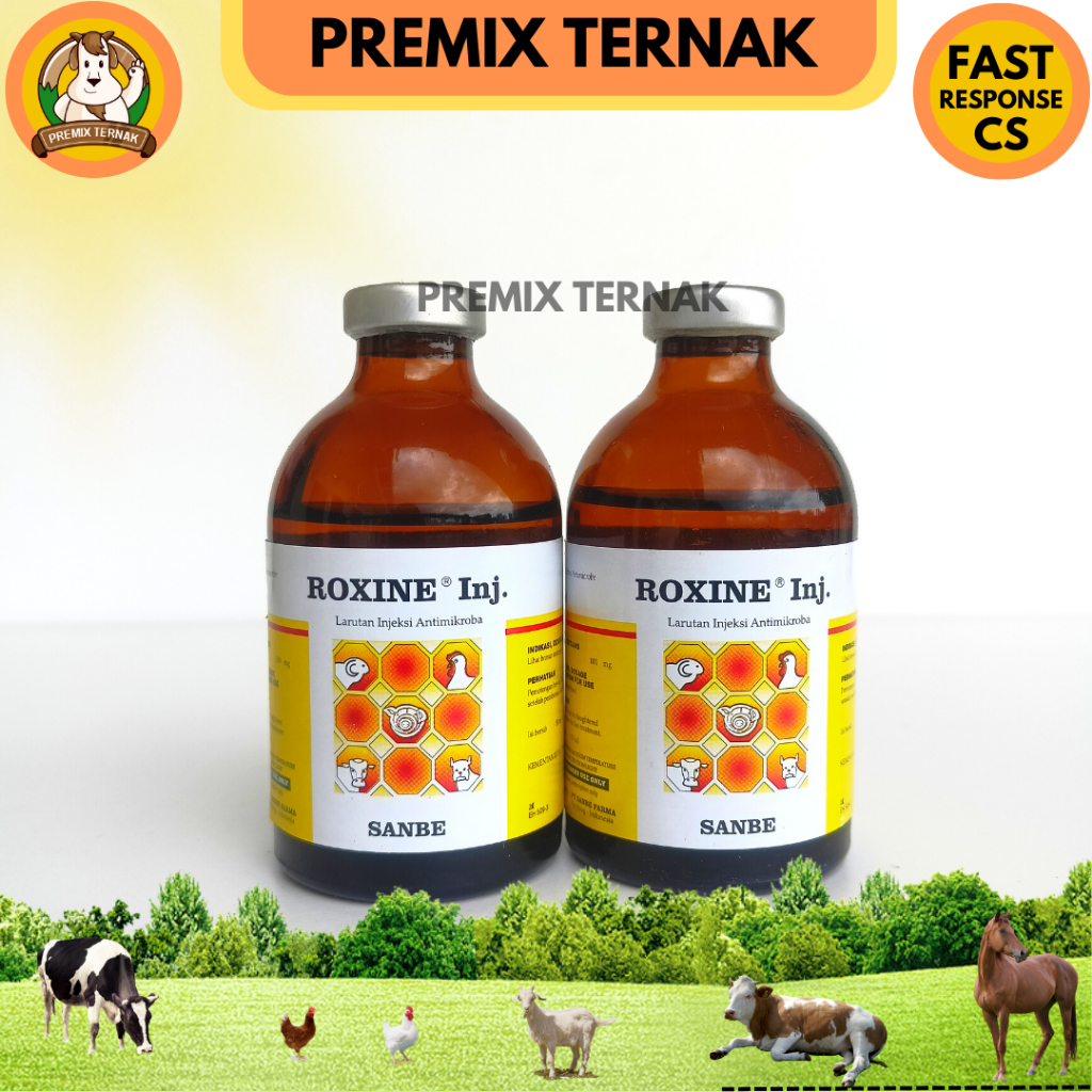 ROXINE 50ml - Antibiotik Pernafasan untuk Sapi Kambing dll Sanbe