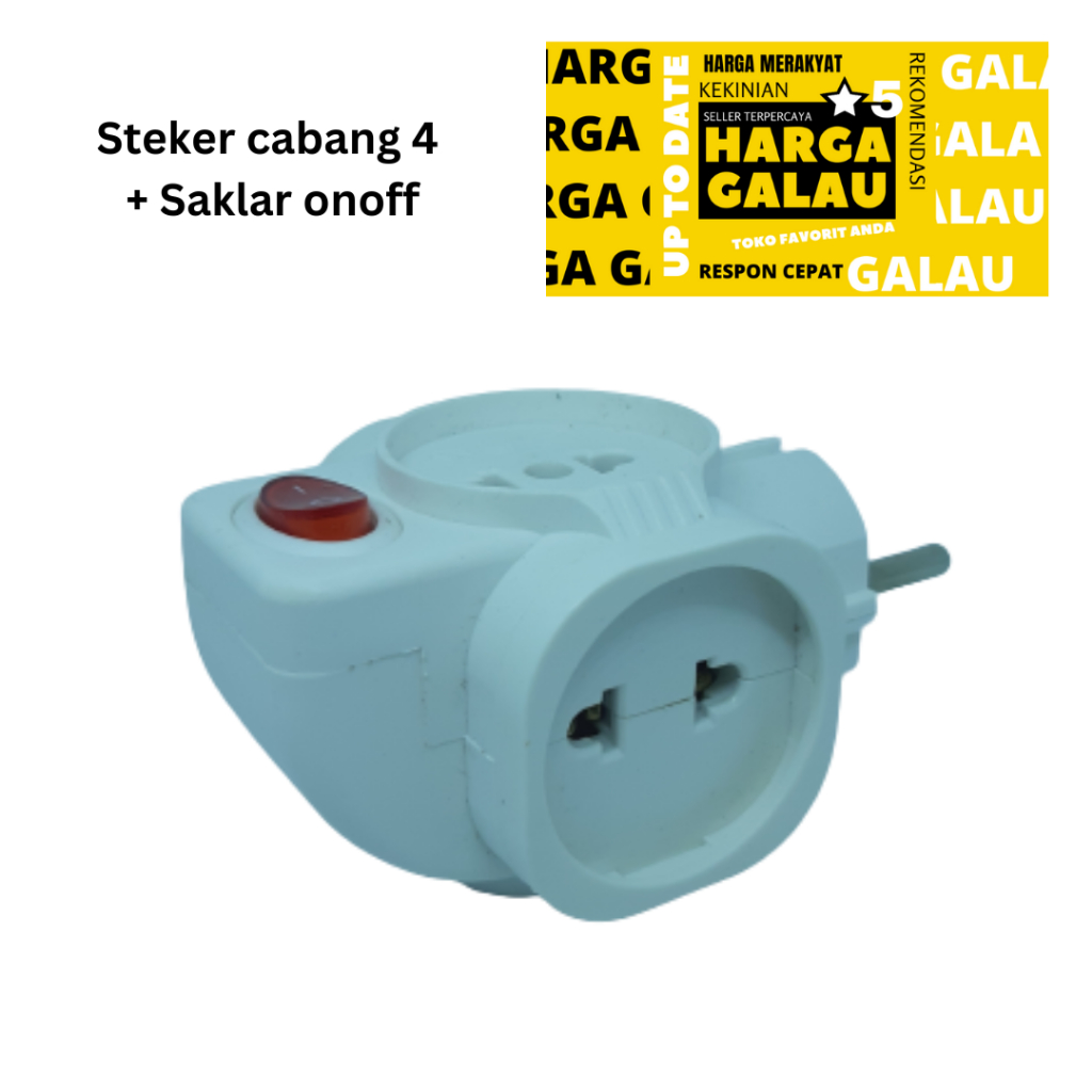 steker cabang 4 + saklar onoff led sudah SNI T multi arde colkan empat lubang