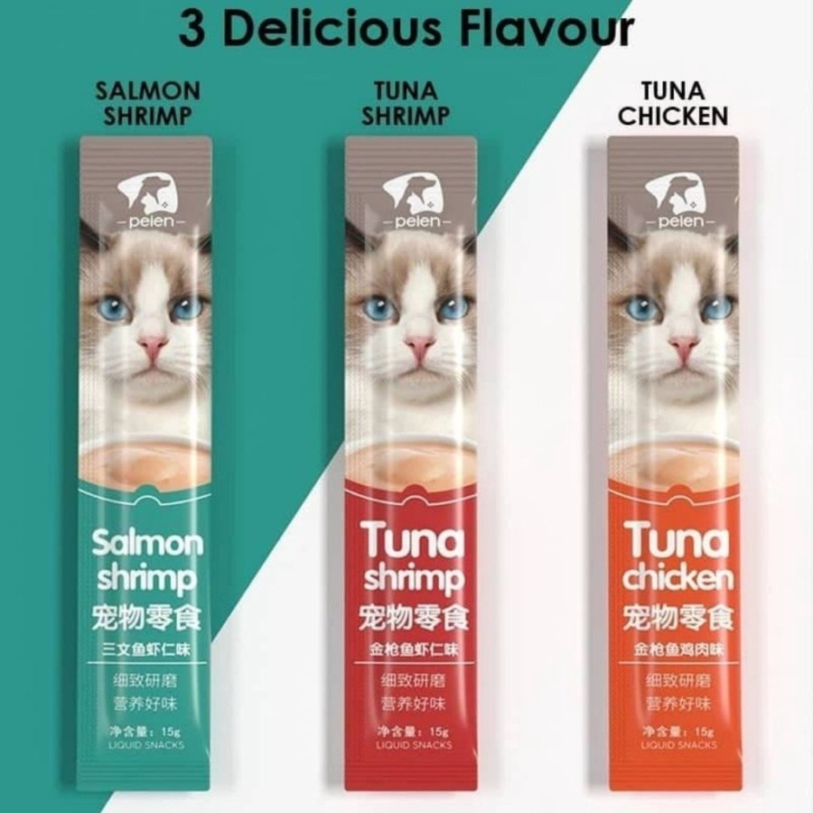 Peien Snack Kucing hewan peliharaan Makanan Kucing Basah Batang Cat Stick 15gr Cat Treats Cat Food Strip