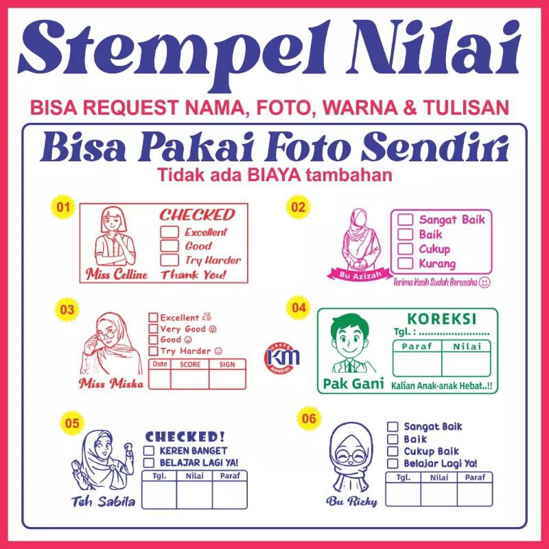 stempel nilai guru/stempel custom/stempel guru SD/stempel guru SMP/stempel SMA/stempel guru ngaji