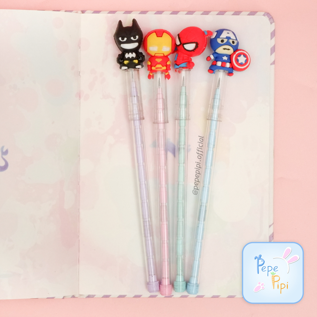 Pensil Avengers Batman Peluru Lantu Susun Bensia Refill Isi Super Hero Avenger