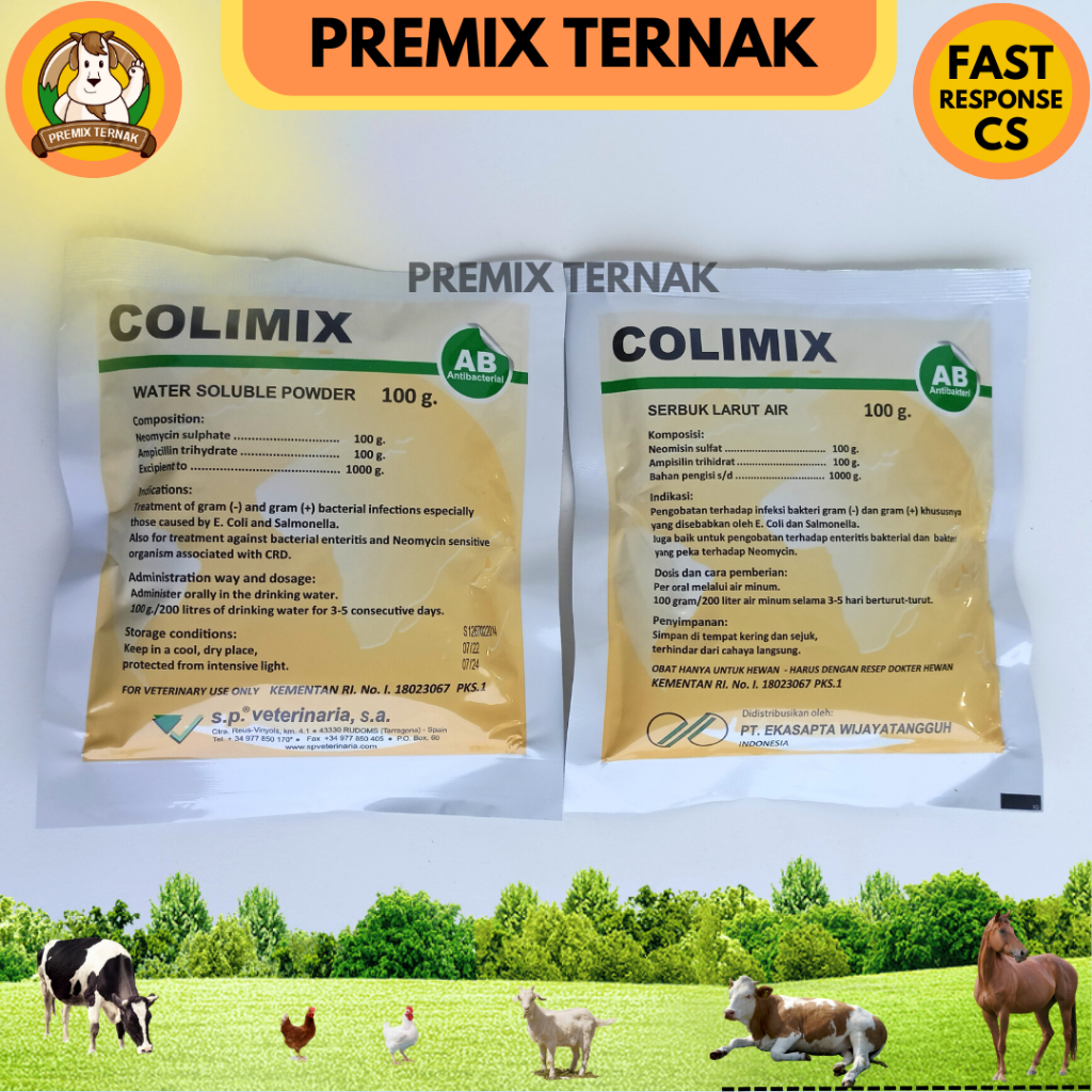 COLIMIX 100 gram - ( neomycin ampicillin ) - Obat kolibasilosis, CRD dan NE pada ayam - Obat ayam