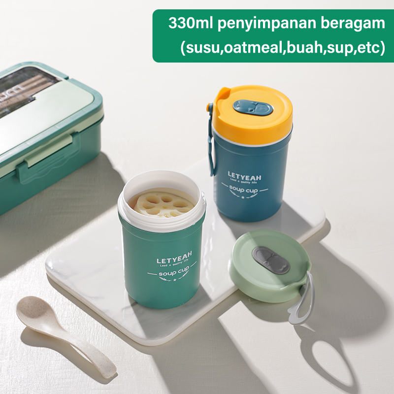 Letyeah &amp; Kaizenliving Tempat Bekal Makan Lucu siswa Dan Kotak Sup / Kotak Makan Microwave Safe Jepang