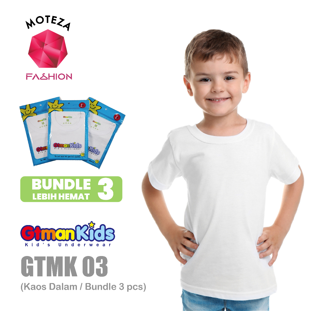 ISI 3 PCS Kaos Dalam Oblong Katun Anak Laki-laki - GT Man Kids GTMK 03