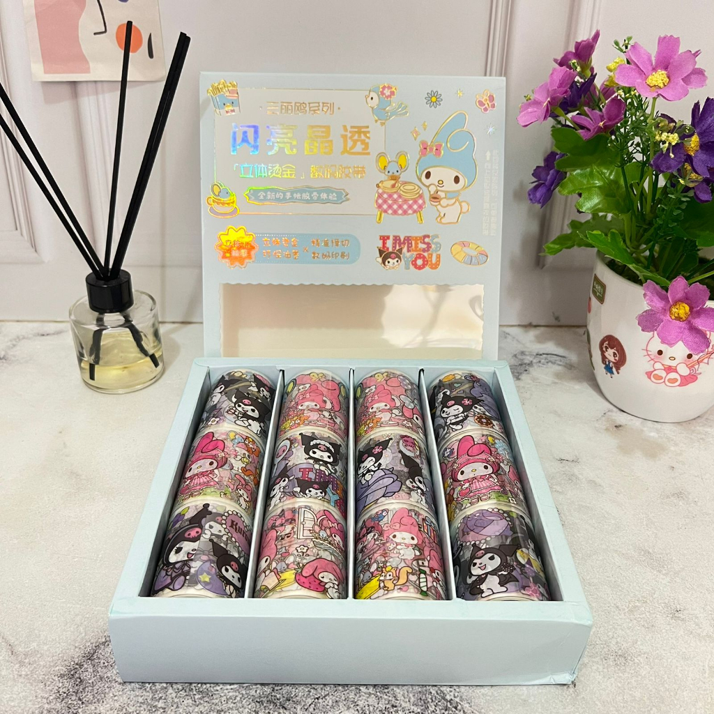 Washi Tape SANRIO CHF 1 BOX isi 12 ROLL Murah Super Lucu Best Quality / Washitape Sanrio Selotip Bergambar Melody Kuromi 1 Boks Premium isi 12 PCS / Stationary Kekinian bisa COD