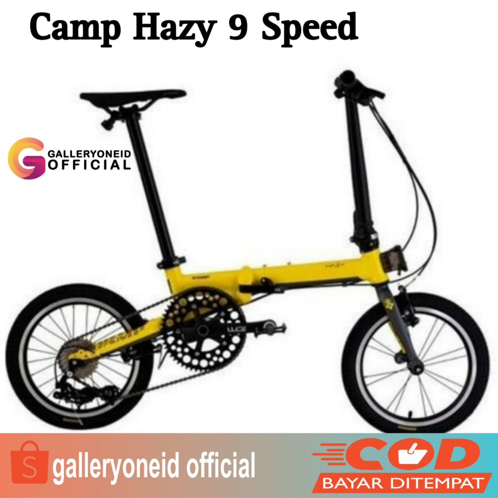 Sepeda Lipat Folding Bike Camp Hazy 9 Speed 16 Inch