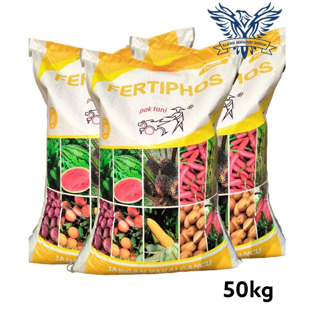 Karungan Pupuk FERTIPHOS HITAM 50kg Kemasan Pabrik Phosphate (P2O5) 20% Magnesium (MgO) 3% Kalsium (CaO) 20% Untuk Pertumbuhan dan Perkembangan Akar Tanaman