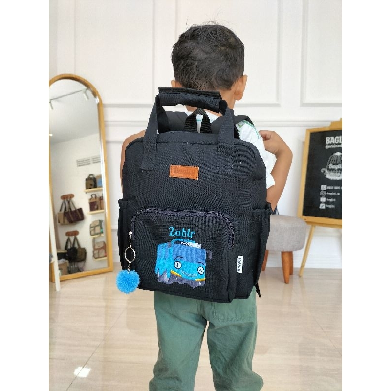 Baglist Tomo Kids Backpack tas anak custom nama bordir tas sekolah paud tk sd kartun karakter name inisial polos