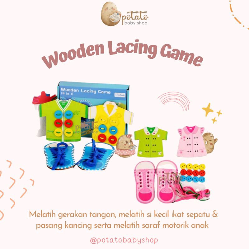 TH Wooden Lacing Game 4in1 - Mainan Edukasi Anak