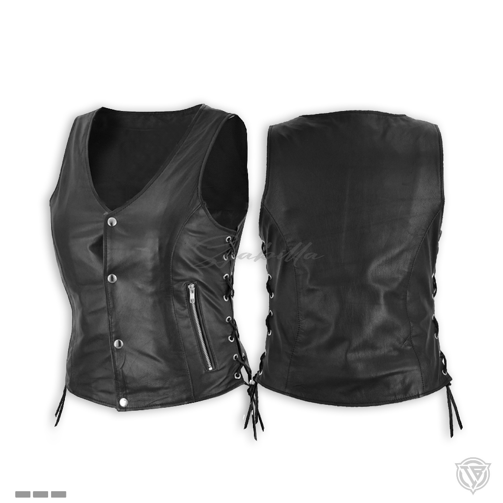 rompi kulit wanita. rompi kulit sintetis. women's leather vest