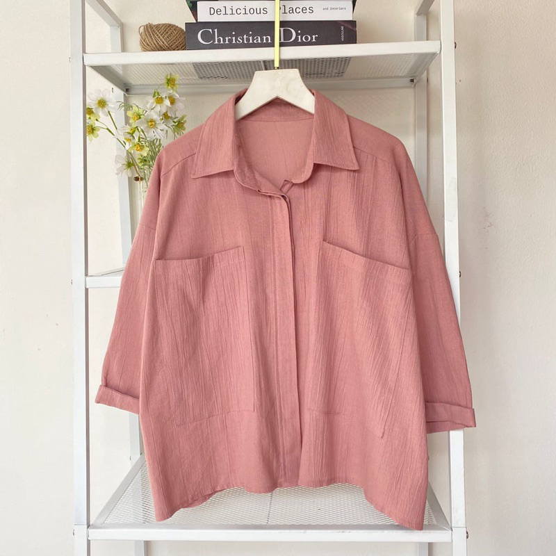 COZIE TOP - Kemeja Wanita Kekinian Linen Oversize Ld120 1kg muat 5pcs