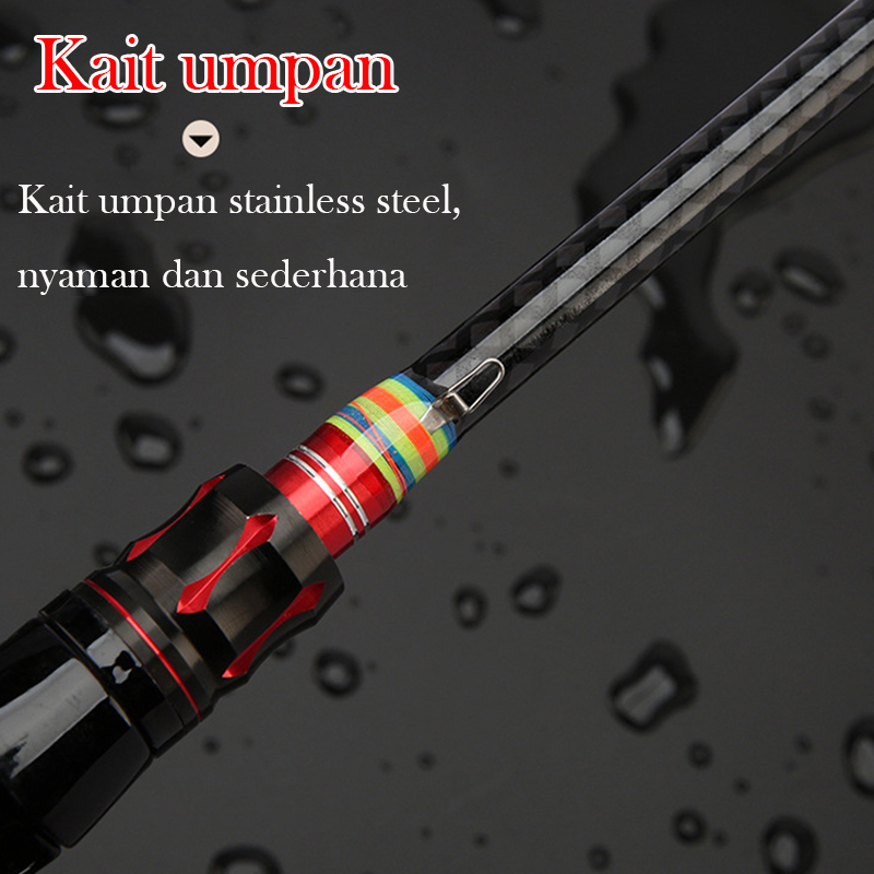 pancing 1 set reel pancing lengkap kuat / Umpan Serat Karbon Tongkat Pancing  Keras untuk Laut Tongkat Pancing Portabel 2 Bagian 1.65M 1.8M 2.1M Joran Pancing