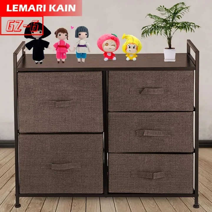 TERMURAH GZ-6 Lemari TV Sisi Ranjang Lemari Portable Rak Lemari Penyimpanan 5Laci Sutera99