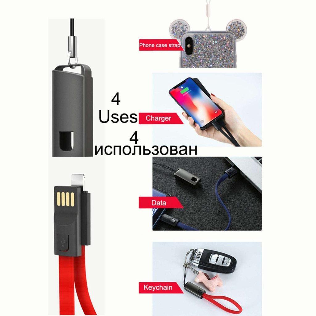 WTW Charge Kabel Keychain  Fast Charging cocok untuk Android iPhone lighting Type-C Micro USB kabel data samsung Phone