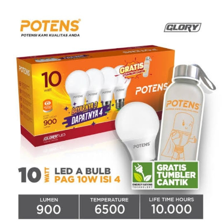 Potens Bayar 3 FREE 2 (1 LAMPU +BOTOL MINUM) POTENS A BULB SERIES 10W BUNDLE