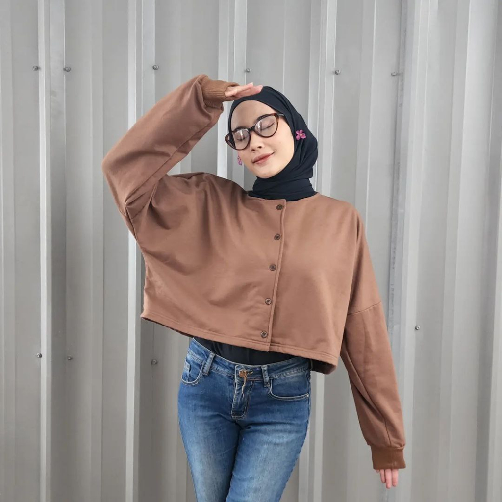 Nara.Grosir - Angela Oversize Crop l Jaket Crop Wanita Terbaru