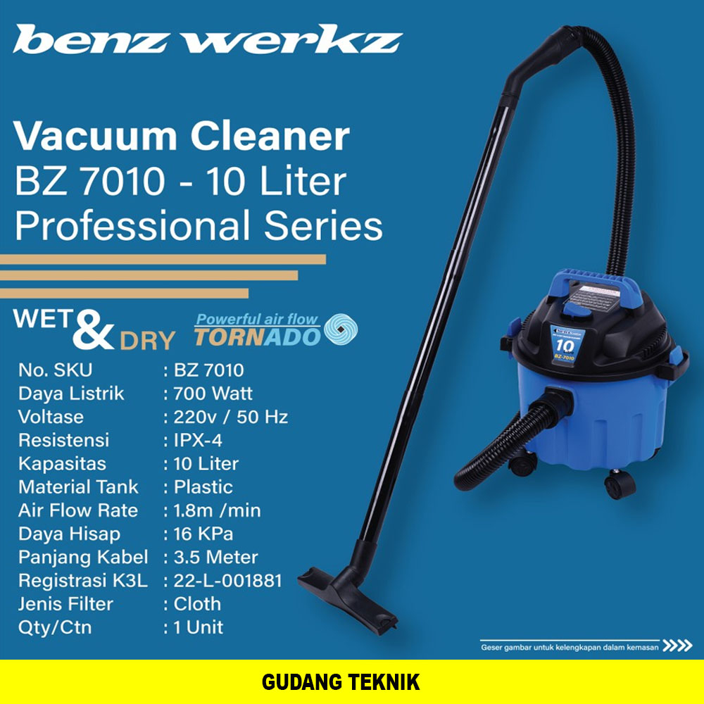 BENZ 10 Liter 3 in 1 Function Wet, Dry, Blow Vacuum Cleaner Mesin Sedot Debu Lantai Vacum