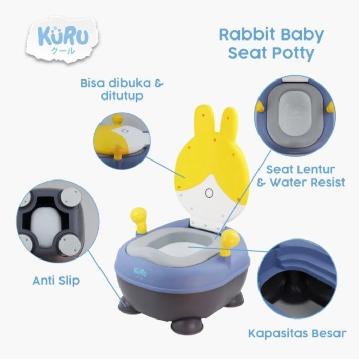 Kuru Baby 8857 Potty Seat with Handle - Alas Duduk Toilet Anak || KURU Potty 8921 Training Rabbit Series - Pispot Anak Motif Kelinci