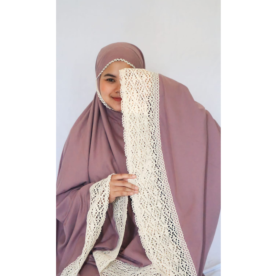 Mukena Aira Katun Polos Renda Premium By Sentosa