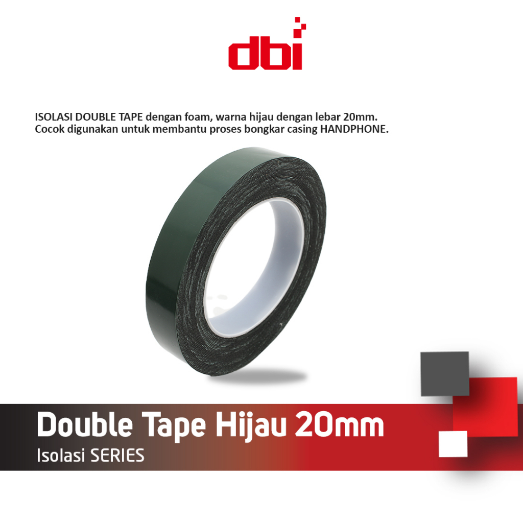 Isolasi Double Tape Foam Busa 20mm Hijau