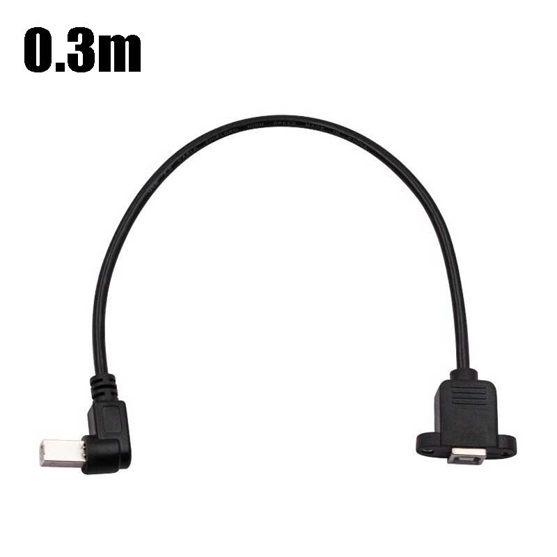 Micro USB Male to USB2.0 B Type Female Adapter Cable Panel Mount Hole 30cm