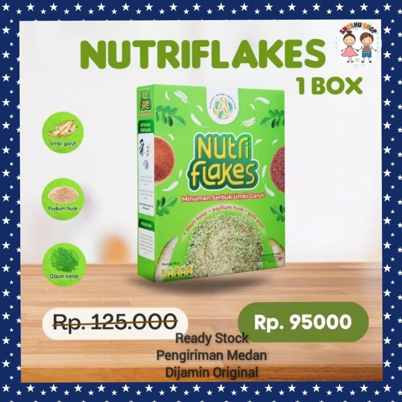 READY MEDAN 1 BOX NUTRIFLAKES MINUMAN SEREAL UMBI GARUT ORIGINAL ATASI MAAG ASAM LAMBUNG GERD