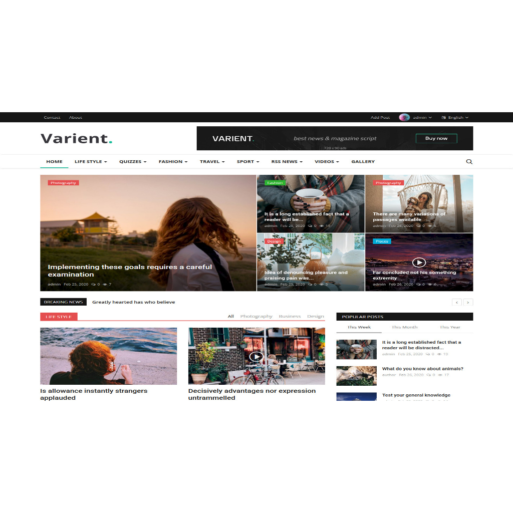 Script Portal Berita Veriant, Html css dan PHP