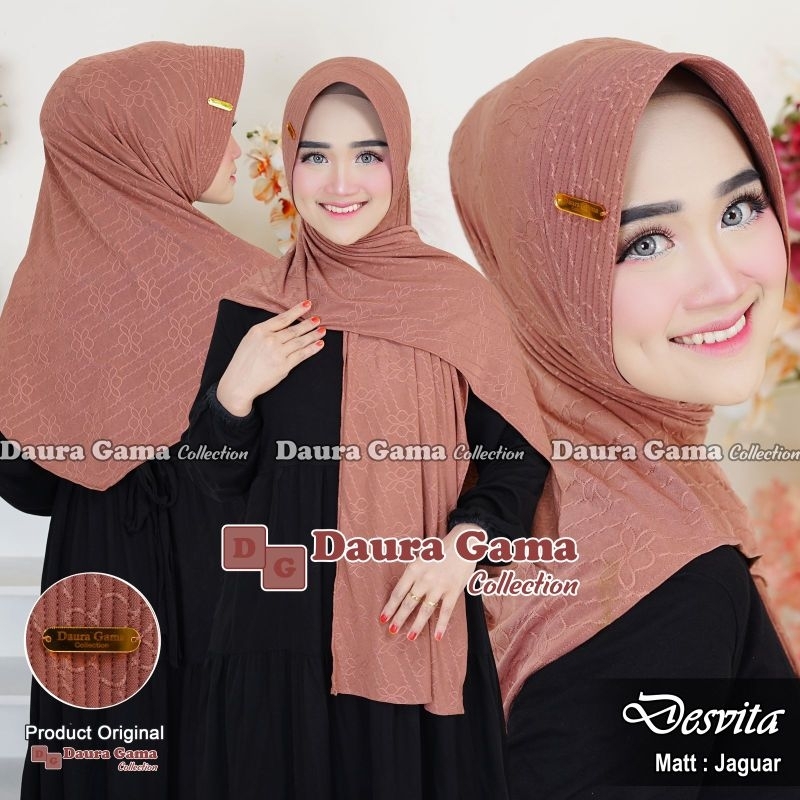 (Ori Dauragama) DESVITA MOTIF •pashmina instan jersey jaaguuar•pashmina instan pet motif bunga