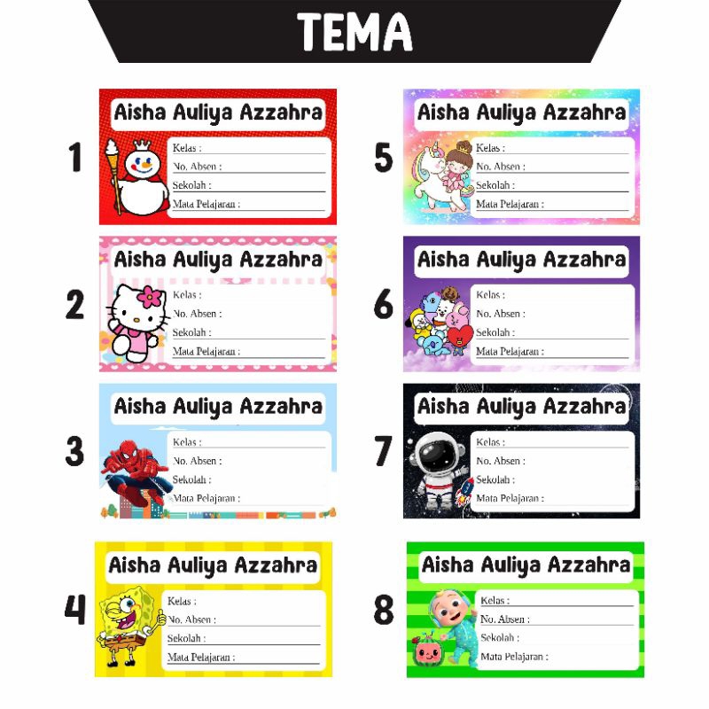 

Stiker buku tulis, stiker mapel, label buku pelajaran free nama, stiker buku sekolah