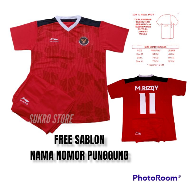 Setelan Jersey futsal dan sepak.bola bisa request sablon nama dan nomor baju bola timnas dewasa