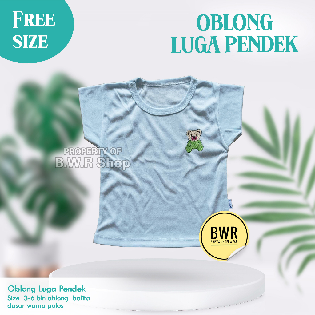 Oblong Luga PENDEK Warna Polos  Kaos Oblong Anak 1-2 tahun Pendek - Bwr