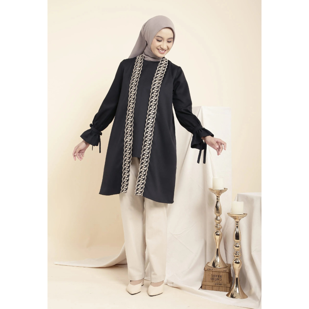 ZOYA BAJU BUSANA ATASAN MUSLIMAH  KAINUNA TUNIC WARNA HITAM